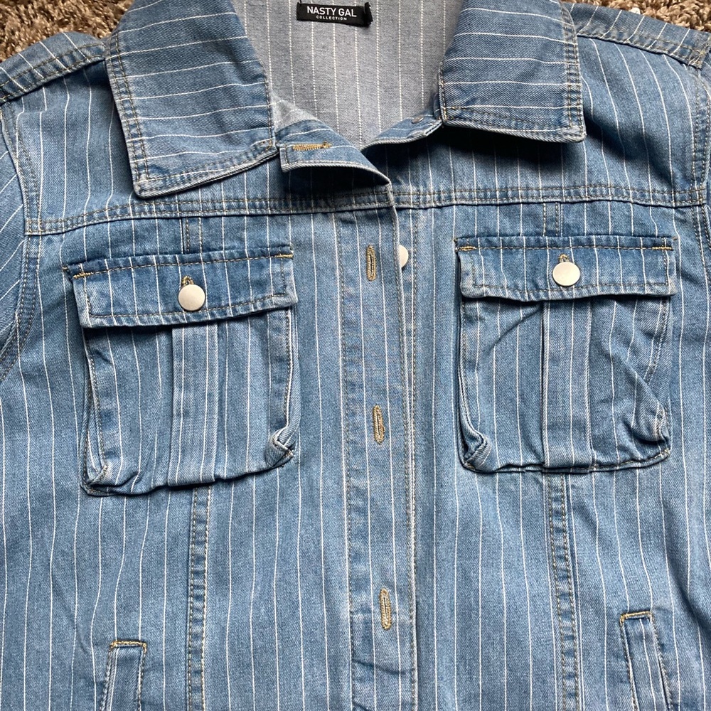 Super Cute Pinstripe Jean jacket from Nasty Gal